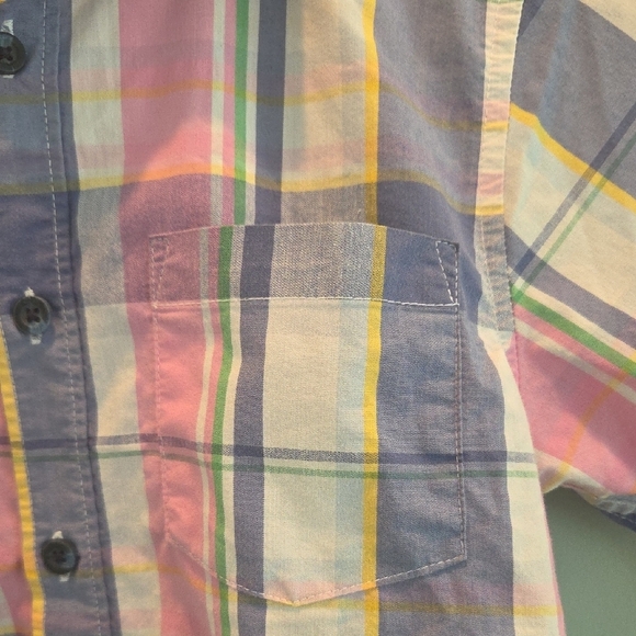Wrangler Plaid Boys Size M (8) Button Down Shirt in Blue, Green, Yellow and Pink - Picture 6 of 9